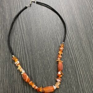 Handcrafted Orange Agate Bead Necklace - Women Jewelry
